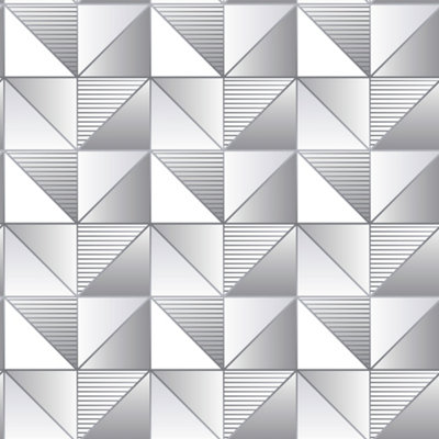 Galerie Geometrix Silver Grey Cubist Smooth Wallpaper