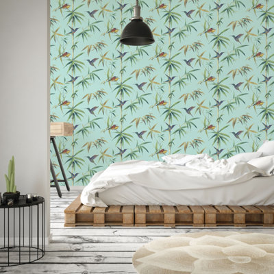 Galerie Global Fusion Blue Humming Birds Smooth Wallpaper