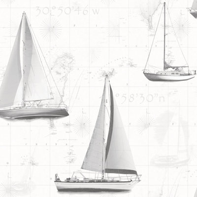 Galerie Global Fusion Grey Sail Away Smooth Wallpaper