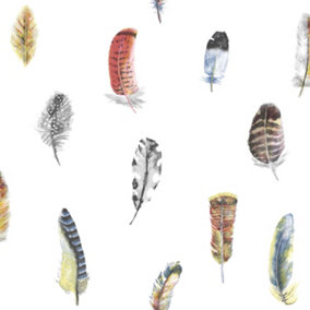 Galerie Global Fusion Multi-coloured Feathers Smooth Wallpaper