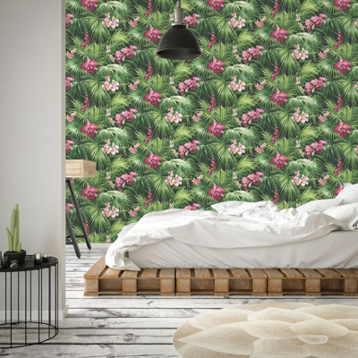 Galerie Global Fusion Pink Tropical Florals Smooth Wallpaper