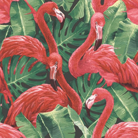 Galerie Global Fusion Red Flamingos Smooth Wallpaper