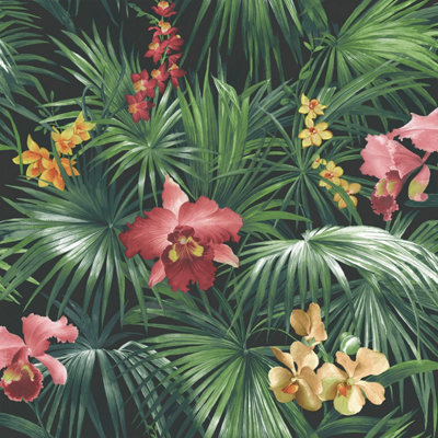 Galerie Global Fusion Red Tropical Florals Smooth Wallpaper