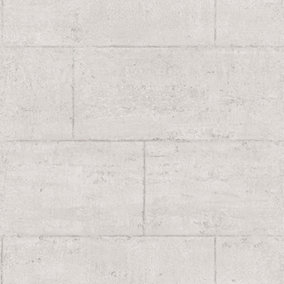 Galerie Global Fusion Silver Grey Concrete Block Smooth Wallpaper