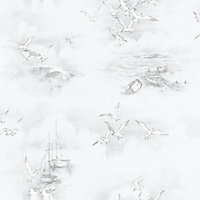 Galerie Global Fusion Silver Grey Seagulls Smooth Wallpaper
