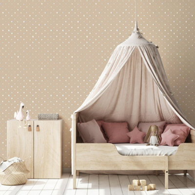 Galerie Great Kids Beige Smooth Glitter Hearts Wallpaper Roll