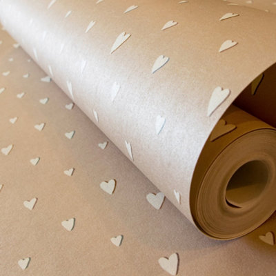 Galerie Great Kids Beige Smooth Glitter Hearts Wallpaper Roll