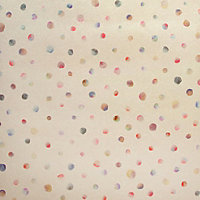 Galerie Great Kids Beige Smooth Glitter Watercolor Dots Wallpaper Roll