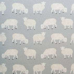 Galerie Great Kids Light Blue Smooth Glitter Sweet Sheep Wallpaper Roll