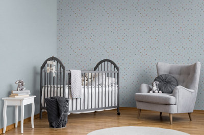 Galerie Great Kids Light Blue Smooth Glitter Watercolor Dots Wallpaper Roll