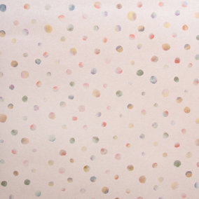 Galerie Great Kids Rose Smooth Glitter Watercolor Dots Wallpaper Roll