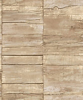 Galerie Grunge Beige Wood Smooth Wallpaper