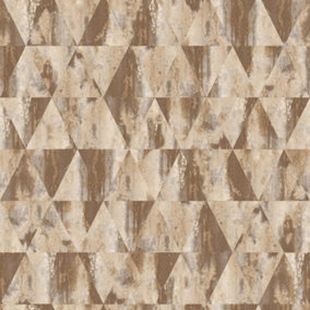 Galerie Grunge Brown Silver Light Brown Triangular Smooth Wallpaper