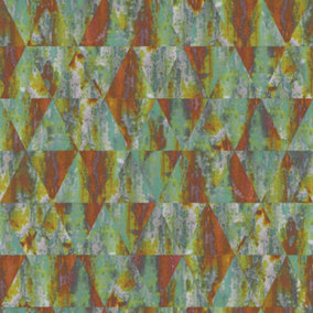 Galerie Grunge Green Blue Orange Triangular Smooth Wallpaper