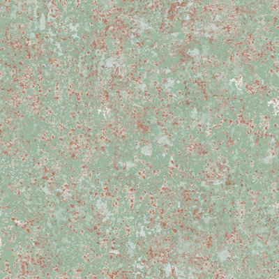 Galerie Grunge Green Copper Orange Concrete Smooth Wallpaper