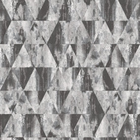 Galerie Grunge Grey Silver Black Triangular Smooth Wallpaper