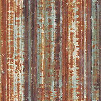 Galerie Grunge Orange Blue Gold Metal Sheet Smooth Wallpaper