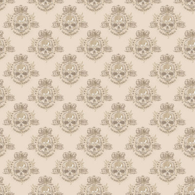 Galerie Grunge Silver Grey Grunge Skull Smooth Wallpaper
