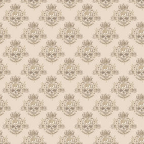 Galerie Grunge Silver Grey Grunge Skull Smooth Wallpaper