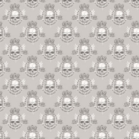 Galerie Grunge Silver White Black Grunge Skull Smooth Wallpaper