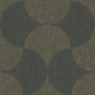 Galerie Havana Black Gold Mosaic Fan Textured Wallpaper