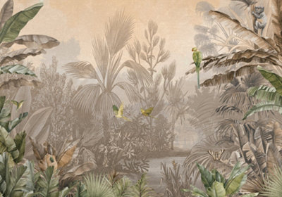 Galerie Havana Brown Parrot Jungle Wall Mural