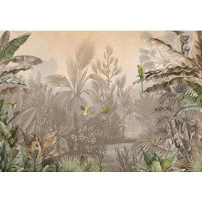 Galerie Havana Brown Parrot Jungle Wall Mural