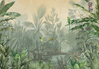 Galerie Havana Green Parrot Jungle Wall Mural