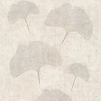 Galerie Havana Greige Ginkgo Leaf Textured Wallpaper