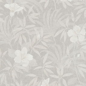Galerie Havana Grey Beige Floral Textured Wallpaper
