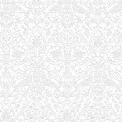 Galerie Heritage White Floral Damask Wallpaper Roll