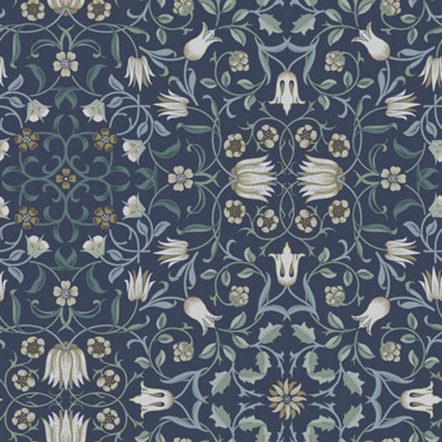 Galerie Hidden Treasures Blue Floral No 1 Holland Park Wallpaper Roll