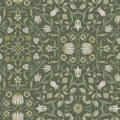 Galerie Hidden Treasures Green Floral No 1 Holland Park Wallpaper Roll