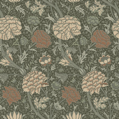 Galerie Hidden Treasures Orange Cray Floral Trail Wallpaper Roll