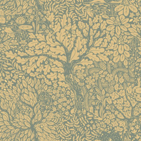 Galerie Hjarterum Collection Beige Olle Forest Leaf Motif Wallpaper Roll