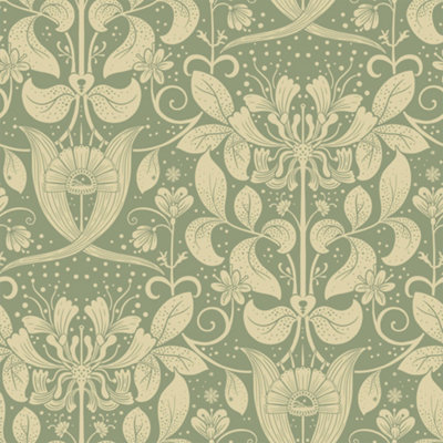 Galerie Hjarterum Collection Blue Berit Honeysuckle Trellis Wallpaper Roll