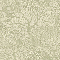 Galerie Hjarterum Collection Cream Olle Forest Leaf Motif Wallpaper Roll