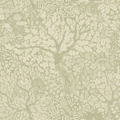 Galerie Hjarterum Collection Cream Olle Forest Leaf Motif Wallpaper Roll