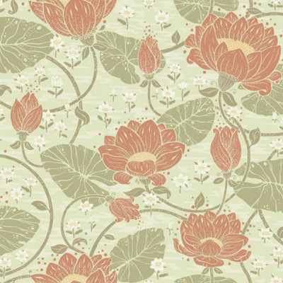 Galerie Hjarterum Collection Eva Water Lillies Wallpaper Roll