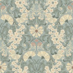 Galerie Hjarterum Collection Olive Ojvind Floral Swan Wallpaper Roll