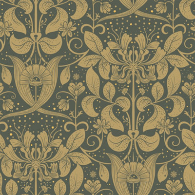 Galerie Hjarterum Collection Orange Berit Honeysuckle Trellis Wallpaper Roll