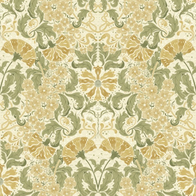 Galerie Hjarterum Collection Red Ojvind Floral Swan Wallpaper Roll