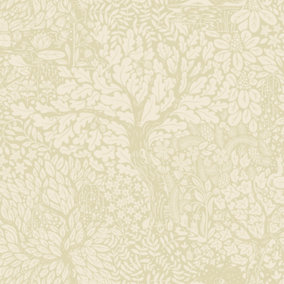 Galerie Hjarterum Collection Taupe Olle Forest Leaf Motif Wallpaper Roll