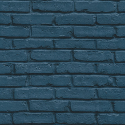 Galerie Home Collection Blue Brick Effect Wallpaper Roll