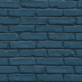 Galerie Home Collection Blue Brick Effect Wallpaper Roll