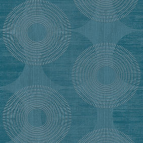 Galerie Home Collection Blue Glitter Circle Motif Wallpaper Roll
