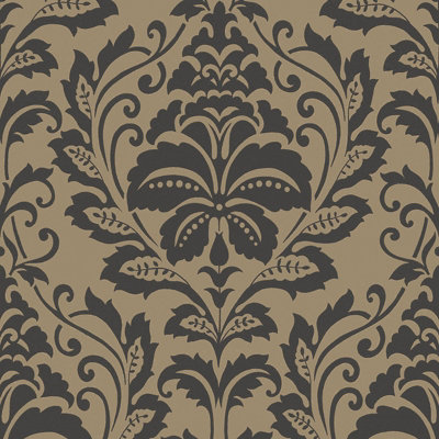 Galerie Home Collection Brown/Orange Damask Motif A4 Wallpaper Sample
