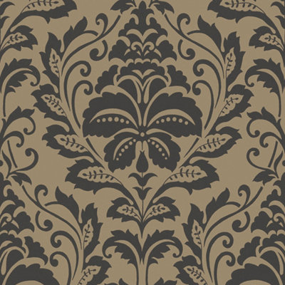 Galerie Home Collection Brown/Orange Damask Motif Wallpaper Roll