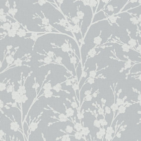Galerie Home Collection Grey Floral Trail Wallpaper Roll