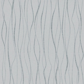Galerie Home Collection Grey Metallic Geometric Wave Lines Wallpaper Roll